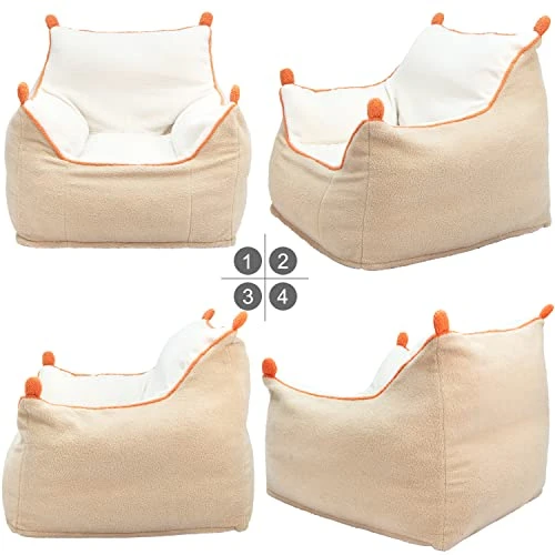 N&V Bean Bag Chair Giant High-Density Foam Filling Sofa With Foot Stool For Teens, Adults To Gaming, Reading, And Watching TV (Light Khaki) 3 N&V Bean Bag Chair Giant High-Density Foam Filling Sofa With Foot Stool For Teens, Adults To Gaming, Reading, And Watching TV (Light Khaki) - Image 3