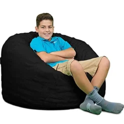 ULTIMATE SACK 3000 (3 Ft.) Bean Bag Chair Cover In Multiple Colors: Cover ONLY. (3000, Black Suede)