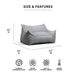 Big Joe Imperial Fufton Foam Filled Bean Bag Sofa With Removable Cover, Gray Union, 5ft Giant -Amazon Basics Furniture Shop 41cOntF5XBL