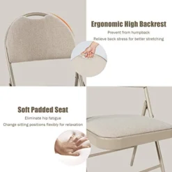 ARLIME 6 PCS Folding Chairs W/Padded Seats, Metal Folding Chair W/Upholstered Seat, Handle Hole, Steel Frame, Folding Chair For Home, Church, School, Office, Party, Courtyard Use, Beige -Amazon Basics Furniture Shop 41ct6jHrEXL