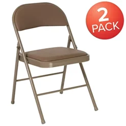 EMMA + OLIVER 2 Pack Double Braced Beige Vinyl Folding Chair -Amazon Basics Furniture Shop 41dRlq3kAuS
