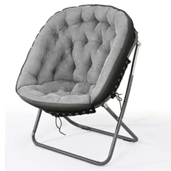 Iw I WISH Saucer Chair For Adults, Oversized Saucer Chair, Folding Saucer Chair, Bedroom Papasan Chair, Comfy Moon Chair (Grey)