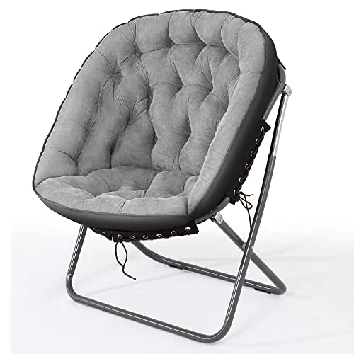 Iw I WISH Saucer Chair For Adults, Oversized Saucer Chair, Folding Saucer Chair, Bedroom Papasan Chair, Comfy Moon Chair (Grey) 1 Iw I WISH Saucer Chair For Adults, Oversized Saucer Chair, Folding Saucer Chair, Bedroom Papasan Chair, Comfy Moon Chair (Grey)