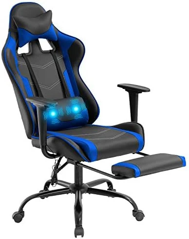 Vnewone Computer Gaming Chair Office PC Ergonomic Home Executive Desk Racing Rolling Swivel Task Adjustable High-Back PU Leather With Lumbar Support Footrest Headrest Armrest Massager, White 4 Vnewone Computer Gaming Chair Office PC Ergonomic Home Executive Desk Racing Rolling Swivel Task Adjustable High-Back PU Leather With Lumbar Support Footrest Headrest Armrest Massager, White - Image 4