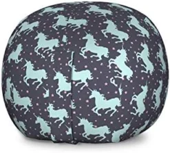 Ambesonne Nautical Storage Toy Bag Chair, Frock Of Frolicking Sharks And Fish Herds Diving Wildlife Exotic Deep Sea Ocean, Stuffed Animal Organizer Washable Bag, Small Size, Blue -Amazon Basics Furniture Shop 41eLfqKo2iL. AC