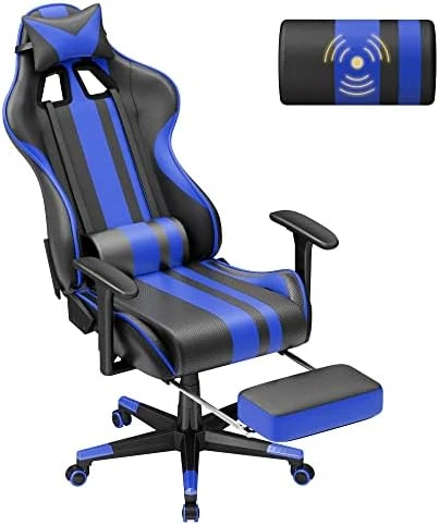 Soontrans Blue Gaming Chair With Footrest, Leather Ergonomic Gaming Chairs For Adults With Massage Lumbar Support & Headrest For Office Work, Height Adjustable Gamer Chair, Comfortable Computer Chair 7 Soontrans Blue Gaming Chair With Footrest, Leather Ergonomic Gaming Chairs For Adults With Massage Lumbar Support & Headrest For Office Work, Height Adjustable Gamer Chair, Comfortable Computer Chair - Image 7