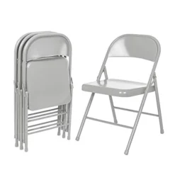 OEF Furnishings (4 Pack) Steel Folding Chairs, Grey