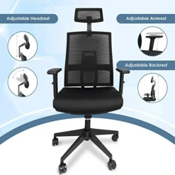 High Back Office Chair - Rolling Ergonomic Desk Chair With Wheels & Headrest, Adjustable Breathable Mesh Backrest - Provides Back & Lumbar Support - Suitable For Work, Study, Gaming 9 High Back Office Chair - Rolling Ergonomic Desk Chair With Wheels & Headrest, Adjustable Breathable Mesh Backrest - Provides Back & Lumbar Support - Suitable For Work, Study, Gaming -Amazon Basics Furniture Shop 41eifCPCzJL