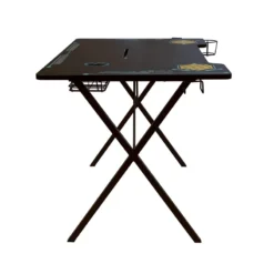 Atlantic Viper 3000 Gaming Desk – Single Laminated Surface, Heavy-Duty Steel X-Legs, Integrated LED, 3 USB 3.0 Ports, Smart Device Slot, Surge Protector Tray, Headset Hooks, PN 33906164 - Black -Amazon Basics Furniture Shop 41eu0luDL9L