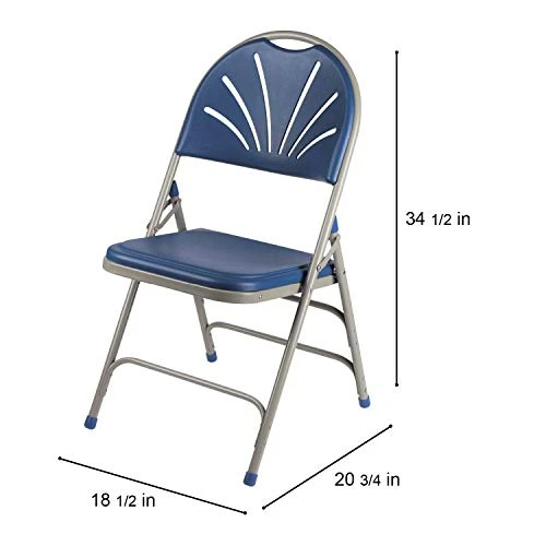 OEF Furnishings Heavy Duty Plastic Fan Back Folding Chair With Triple Brace, Blue 3 OEF Furnishings Heavy Duty Plastic Fan Back Folding Chair With Triple Brace, Blue - Image 3