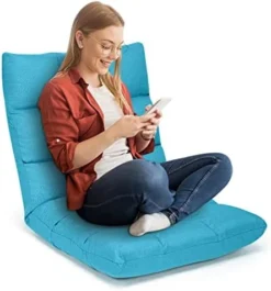 COSTWAY Floor Chair, Folding Gaming Chair With Back Support, 14 Adjustable Positions, Alloy Steel Frame, Lazy Sofa Lounge For Playing Reading Meditating Room Recliner For Adults, Kids (Peacock Blue) -Amazon Basics Furniture Shop 41fKrZJrPXL. AC