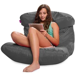 Posh Creations Laguna Lounger Teens, Kids And Adults For Bedrooms And Dorm Rooms, Large Bean Bag Chair, Soft Nylon-Charcoal Gray -Amazon Basics Furniture Shop 41fMMMFh7FL