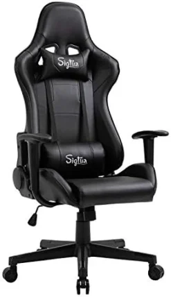 Sigtua Gaming Chair Computer Office Chairs, Ergonomic Racing Chair Gaming Chairs With Swivel Function, Back Support And Adjustable Headrest & Lumbar, 27 * 21 * 47-51 Inches, Blue/Black -Amazon Basics Furniture Shop 41fPn7ToaUL. AC