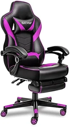 Gaming Chair For Adults Ergonomic Racing Style High Back Computer Chair With Footrest Headrest And Lumbar Support PU Leather 90-150 Degree Tilt -Amazon Basics Furniture Shop 41fTaxX650S. AC
