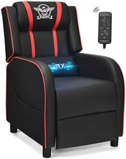 POWERSTONE Gaming Recliner Chair, Reclining Gaming Chair Ergonomic Leather Sofa With Footrest Lumbar Support Headrest And Side Pouch For Living Room Home Theater, Blue -Amazon Basics Furniture Shop 41fm3Bsm6qL. AC