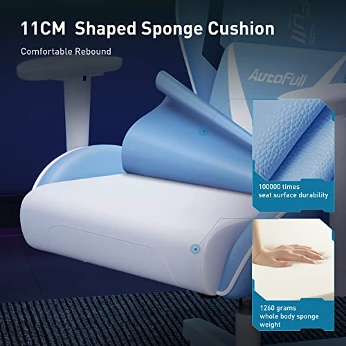 AutoFull C3 Gaming Chair 4.3in Seat Cushion Ergonomic Gamer Chair High Back Computer Gaming Chair Wear-Resistant Super Soft PU Leather With Headrest And Lumbar Support Racing Gaming Chair, Ice Blue 5 AutoFull C3 Gaming Chair 4.3in Seat Cushion Ergonomic Gamer Chair High Back Computer Gaming Chair Wear-Resistant Super Soft PU Leather With Headrest And Lumbar Support Racing Gaming Chair, Ice Blue - Image 5