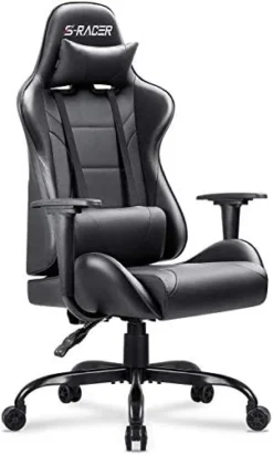 Homall Gaming Chair Computer Office High Back Leather Gamer Desk Chair Ergonomic Adjustable Swivel Racing Chair With Headrest And Lumbar Support (Black) -Amazon Basics Furniture Shop 41gID2SpVTL. AC