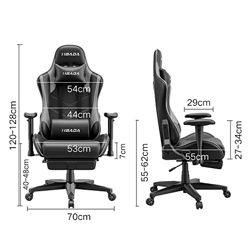 Hbada Gaming Chair Ergonomic Racing Chair High Back Computer Chair With Height Adjustment Headrest And Lumbar Support E-Sports Swivel Chair With Adjustment Footrest,Grey And Black 3 Hbada Gaming Chair Ergonomic Racing Chair High Back Computer Chair With Height Adjustment Headrest And Lumbar Support E-Sports Swivel Chair With Adjustment Footrest,Grey And Black - Image 3