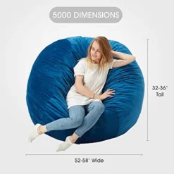 Azaeahom Bean Bag Chair：Large 5' Bean Bags With Memory Foam Filled, Large Beanbag Chairs Soft Sofa With Dutch Velet Cover-56×56"×36"(Royal Blue) -Amazon Basics Furniture Shop 41hMevnmmPL