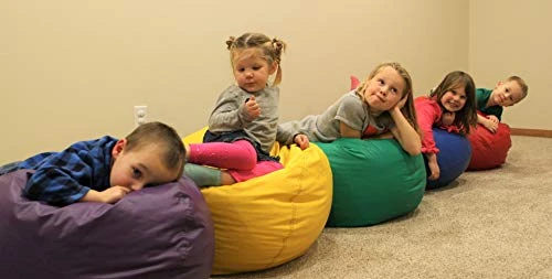 Child Bean Bag Chairs By Better American Products - Kid Sized Baseball Style Vinyl Bean Bag Chairs Perfect For Game Rooms And More {Blue} 3 Child Bean Bag Chairs By Better American Products - Kid Sized Baseball Style Vinyl Bean Bag Chairs Perfect For Game Rooms And More {Blue} - Image 3