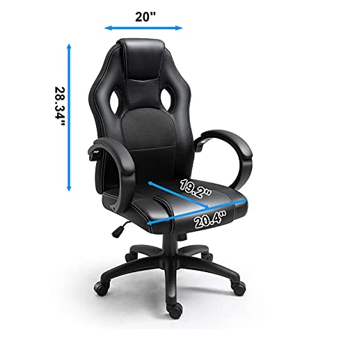 Polar Aurora Office Chair PU Leather Racing Style Computer Gaming Chairs Adjustable Swivel Desk Chair Black 2 Polar Aurora Office Chair PU Leather Racing Style Computer Gaming Chairs Adjustable Swivel Desk Chair Black - Image 2