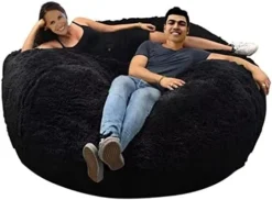 ASxmhGo Bean Bag Chairs, 7ft Giant Bean Bag Cover, Soft Fluffy Fur Bean Bag Chairs For Adults (Cover ONLY, NO Filler) Big Bean Bag Bed Oversized Lazy Bean Bag Couch(Dark Grey) 7FT (180cmx80cm) -Amazon Basics Furniture Shop 41iQU hkQKL. AC