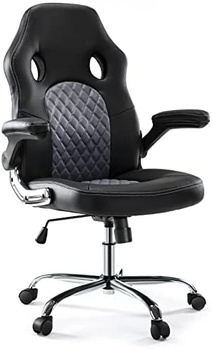 Gaming Chair - Ergonomic Office Chair Desk Chair With Flip-up Armrests And Lumbar Support PU Leather Executive Mid Back Computer Chair For Adults 4 Gaming Chair - Ergonomic Office Chair Desk Chair With Flip-up Armrests And Lumbar Support PU Leather Executive Mid Back Computer Chair For Adults - Image 4