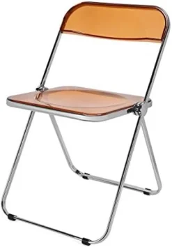 DIYHD Caramel Clear Folding Chair PC Plastic Living Room Seat Chrome Frame -Amazon Basics Furniture Shop 41jDDoguGWL. AC