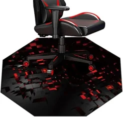 51" X 51" Large Gaming Chair Mat, Natural Rubber Computer Chair Mat For Hard Floor, Game Floor Protector For Hardwood Floor, Soft/Non-Slip/Scratch-Resistant & Washable (Octagon-3D) -Amazon Basics Furniture Shop 41jgTTIlSS. AC