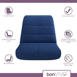 BonVIVO Easy Lounge Floor Chair W/Back Support - Adjustable, Padded Folding Seat For Gaming, Meditation, Classroom And Living Room - Gifts For Men, Women And Teens - Blue -Amazon Basics Furniture Shop 41jmrlNQkHL