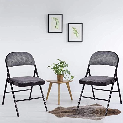 ReunionG 4 PCS Folding Chair, 4-Pack Portable Chairs With Upholstered Padded Seat And Back, Metal Frame Home Office Chairs (4 PCS) 1 ReunionG 4 PCS Folding Chair, 4-Pack Portable Chairs With Upholstered Padded Seat And Back, Metal Frame Home Office Chairs (4 PCS)