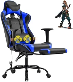 Gaming Chair High Back Computer Gaming Chair With Footrest, Ergonomic Game Chair PU Leather Racing Office Chair Adjustable Task Chair W/Headrest Armrest & Massage Function Lumbar Support-White 12 Gaming Chair High Back Computer Gaming Chair With Footrest, Ergonomic Game Chair PU Leather Racing Office Chair Adjustable Task Chair W/Headrest Armrest & Massage Function Lumbar Support-White -Amazon Basics Furniture Shop 41kY0EeO57L. AC