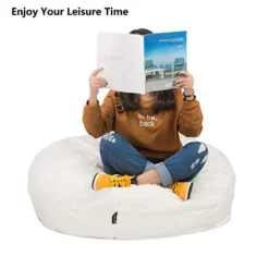 LUCKYERMORE 3FT Bean Bag Chair White Luxurious Furry Faux Fur Cover Soft Self-Inflated Beanbag Sofa Lounger For Adults Kids,Sponge Filling -Amazon Basics Furniture Shop 41kYr1ifBJL