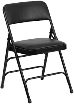 Flash Furniture 4 Pack HERCULES Series Curved Triple Braced & Double Hinged Black Vinyl Metal Folding Chair -Amazon Basics Furniture Shop 41kgVzXxc6L. AC