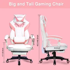 HEADMALL Pink Gaming Chair With Footrest Ergonomic Oversized Manufactured By Listed Company,Video Game Chairs With Lumbar And Head Pillow, For Adults Teens Secret Lab Pink&White 16 HEADMALL Pink Gaming Chair With Footrest Ergonomic Oversized Manufactured By Listed Company,Video Game Chairs With Lumbar And Head Pillow, For Adults Teens Secret Lab Pink&White -Amazon Basics Furniture Shop 41ktqJBZiNL