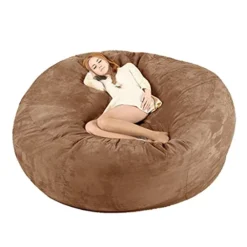 Bean Bag Chair Cover(no Filler),Adults Luxurious Giant 6/7/8ft Huge Bean Bag Chair For Organizing Children Plush Toys Or Memory Foam (Color : Brown, Size : 8ft)