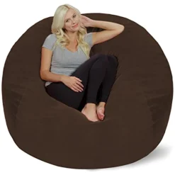 Chill Sack Bean Bag Chair With Nike Grind Foam: Giant 5' Memory Foam Furniture Bean Bag - Big Sofa With Soft Micro Fiber Cover - Brown Pebble