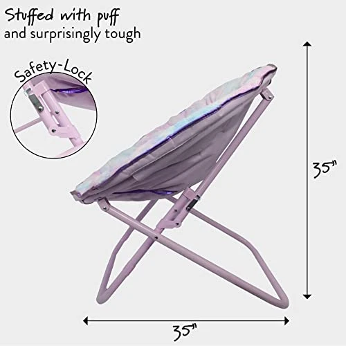 Urban Shop Faux Fur Foldable Saucer Chair, Rainbow 3 Urban Shop Faux Fur Foldable Saucer Chair, Rainbow - Image 3