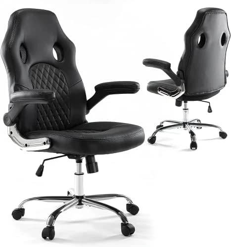 Gaming Chair, Home Office Computer Chair PU Leather Ergonomic Racing Desk Chair Adjustable Height Mid Back Executive Task Chair With Lumbar Support And Flip Up Armrest, Rocking Swivel Comfty Cushion 9 Gaming Chair, Home Office Computer Chair PU Leather Ergonomic Racing Desk Chair Adjustable Height Mid Back Executive Task Chair With Lumbar Support And Flip Up Armrest, Rocking Swivel Comfty Cushion - Image 9