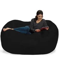 Chill Sack Bean Bag Chair: Huge 6' Memory Foam Furniture Bag And Large Lounger - Big Sofa With Soft Micro Fiber Cover - Black -Amazon Basics Furniture Shop 41ld1iBbenL