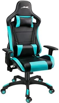 Leopard Gaming Chair, High Back PU Leather Office Chair, Adjustable Video Gaming Chairs, Swivel Racing Chair With Adjustable Armrest (Black/Blue) -Amazon Basics Furniture Shop 41ll3YhnaL. AC