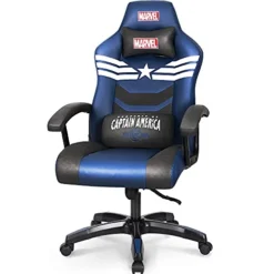 Marvel Avengers Gaming Chair Office High Back Computer PU Leather Desk Chair PC Racing Executive Ergonomic Adjustable Swivel Task Chair Headrest And Lumbar Support (Captain America, Blue)