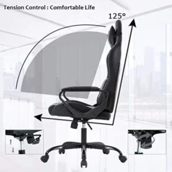Gaming Chair Massage Office Chair Racing Chair With Lumbar Support Arms Headrest High Back PU Leather Ergonomic Desk Chair Rolling Swivel Adjustable PC Computer Chair For Women Adults Girls(White) -Amazon Basics Furniture Shop 41lsiJKdHVL
