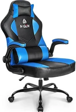 N-GEN Gaming Chair Ergonomic Office Chair PC Desk Chair With Lumbar Support Flip Up Arms Levelled Seat Style Headrest PU Leather Executive High Back Computer Chair For Adults Women Men (4. Peach Pink) -Amazon Basics Furniture Shop 41m2O1sAW L. AC