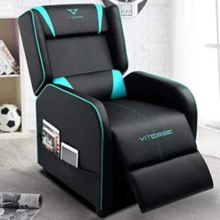 VITESSE VIT Gaming Recliner Chair Racing Style Single PU Leather Sofa Modern Living Room Recliners Ergonomic Comfortable Home Theater Seating, Blue. -Amazon Basics Furniture Shop 41m3OuyTuVL. AC