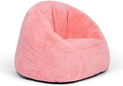 N&V Small Bean Bag Chair, Mini Bean Bag Sack, Foam Filling, Includes Removable And Machine Washable Cover, 27in, Soft Faux Fur, Pink -Amazon Basics Furniture Shop 41m3opxgLEL. AC