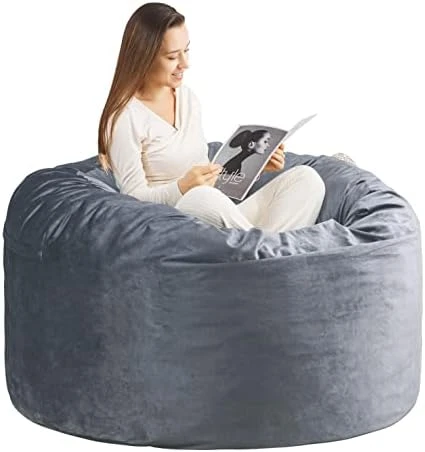 WhatsBedding Bean Bag Chairs For Adults Filled With Memory Foam, Large Bean Bag Sofa, Furniture Bag With Soft Dutch Velvet Cover,Black, 3 FT 6 WhatsBedding Bean Bag Chairs For Adults Filled With Memory Foam, Large Bean Bag Sofa, Furniture Bag With Soft Dutch Velvet Cover,Black, 3 FT - Image 6
