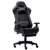 Nokaxus Gaming Chair Large Size High-back Ergonomic Racing Seat With Massager Lumbar Support And Retractible Footrest PU Leather 90-180 Degree Adjustment Of Backrest Thickening Sponges (YK-6008-BLACK)