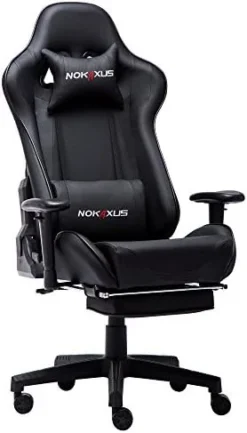 Nokaxus Gaming Chair Large Size High-back Ergonomic Racing Seat With Massager Lumbar Support And Retractible Footrest PU Leather 90-180 Degree Adjustment Of Backrest Thickening Sponges (YK-6008-BLACK) 20 Nokaxus Gaming Chair Large Size High-back Ergonomic Racing Seat With Massager Lumbar Support And Retractible Footrest PU Leather 90-180 Degree Adjustment Of Backrest Thickening Sponges (YK-6008-BLACK) -Amazon Basics Furniture Shop 41miHuBgElL. AC