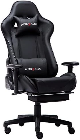 Nokaxus Gaming Chair Large Size High-back Ergonomic Racing Seat With Massager Lumbar Support And Retractible Footrest PU Leather 90-180 Degree Adjustment Of Backrest Thickening Sponges (YK-6008-BLACK) 6 Nokaxus Gaming Chair Large Size High-back Ergonomic Racing Seat With Massager Lumbar Support And Retractible Footrest PU Leather 90-180 Degree Adjustment Of Backrest Thickening Sponges (YK-6008-BLACK) - Image 6